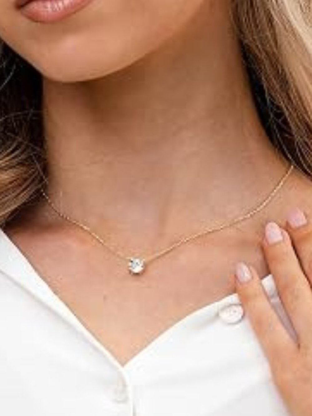 PAVOI 14K Gold Plated CZ Solitaire Choker Necklace | 1.5 Carat Dainty Gold